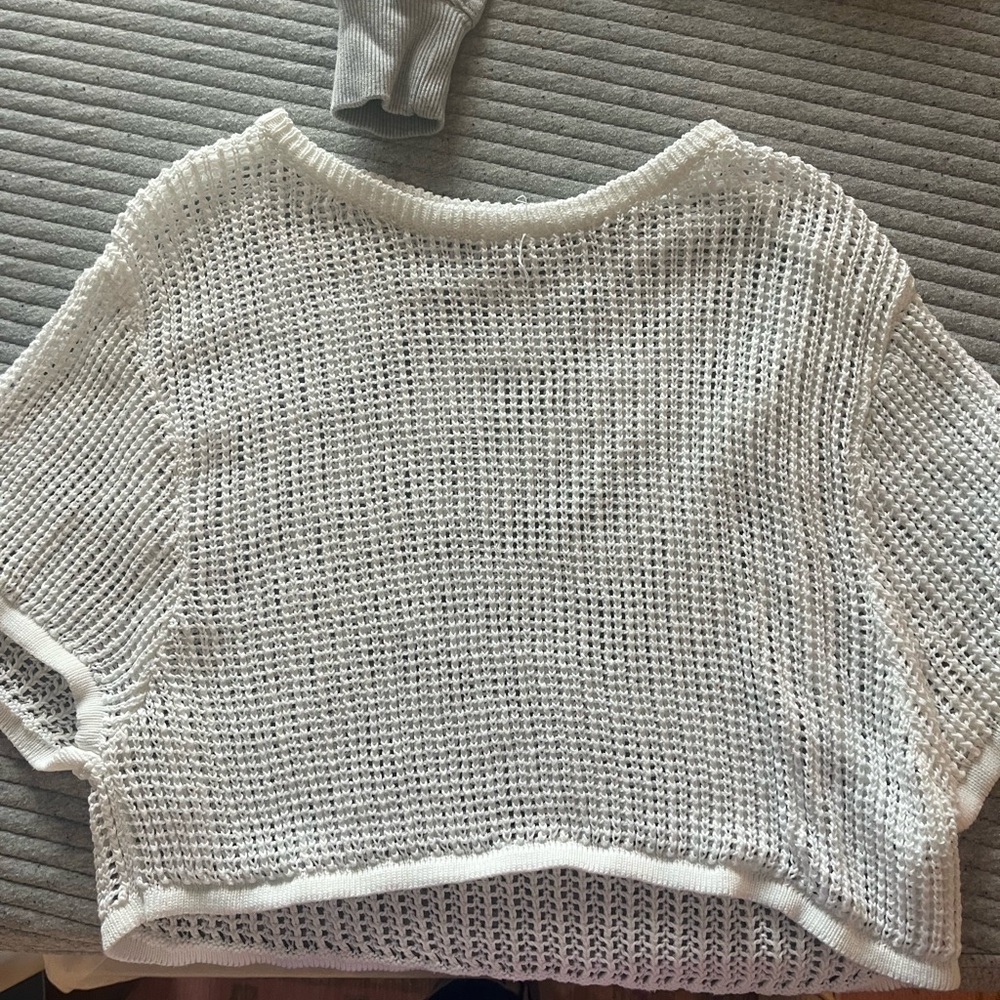 White Knit Mesh Sweater